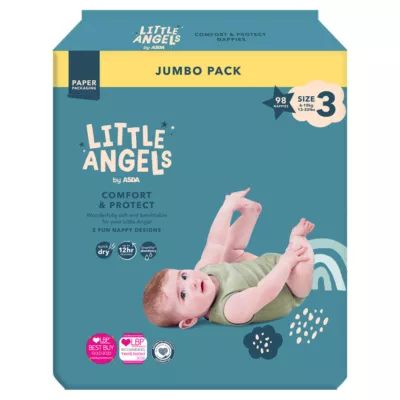 5063089005422_T1 LITTLE ANGELS by ASDA Little Angels by Comfort & Protect Size 3 6-10kg 98 Nappies